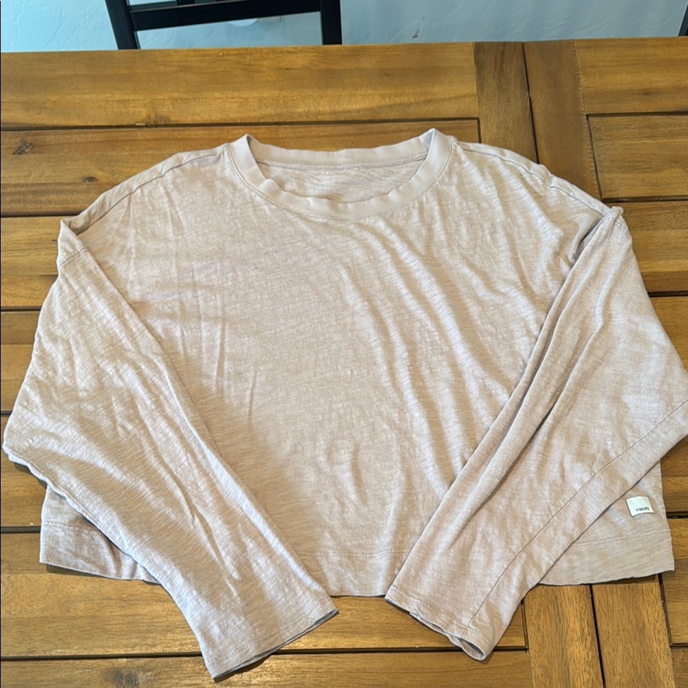 Beige/Pink Long Sleeve Crop Top